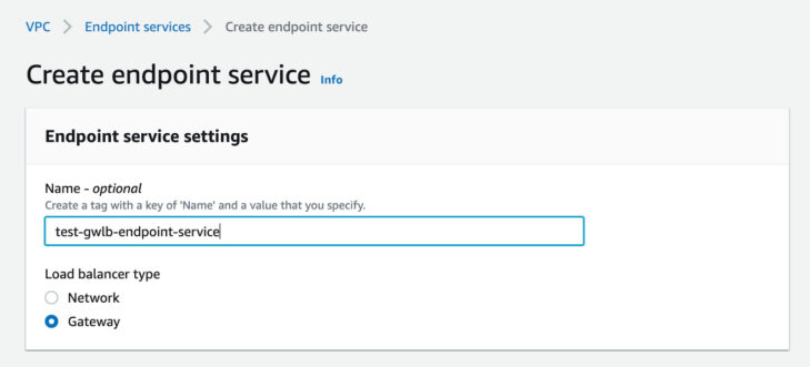 Create endpoint service